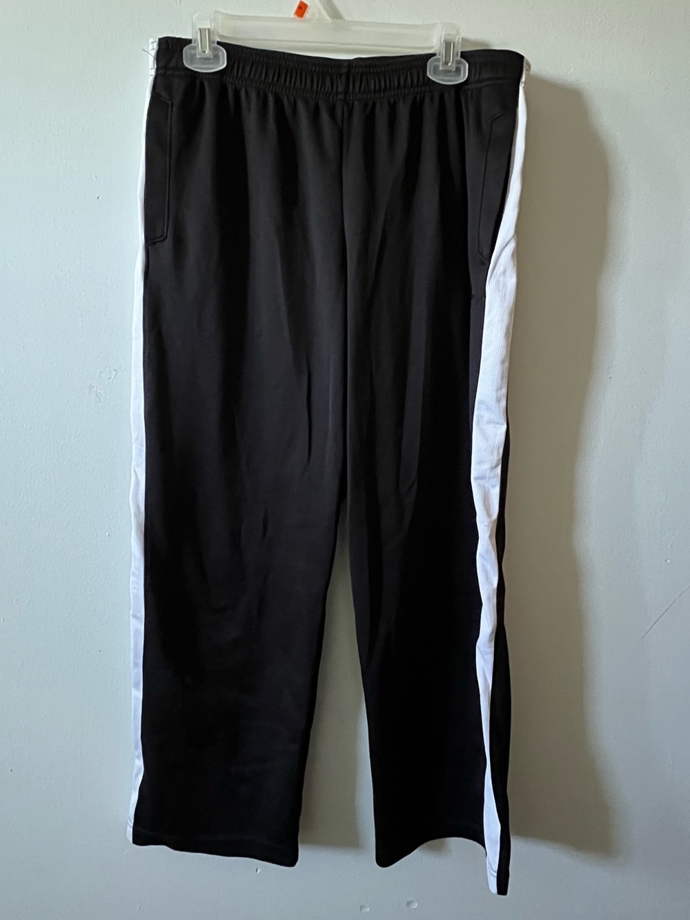 Champion Men's Black Track Pants with White Side Stripe